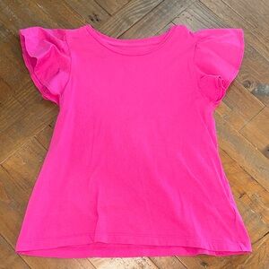 Crewcuts Vibrant Pink Flutter Sleeve Tee Small 6-7